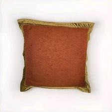 Eastern Accents Red/Gold Decorative Pillow 25 inch Square Quilted Velvet Border