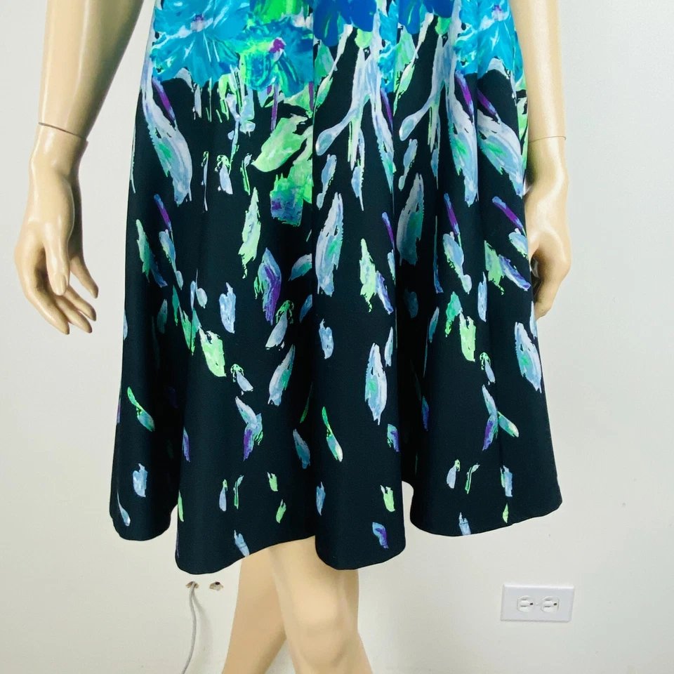 Dressbarn Fit Flare Dress Women's Size 4 Sleeveless Multicolor Abstract Floral - Image 3 of 4