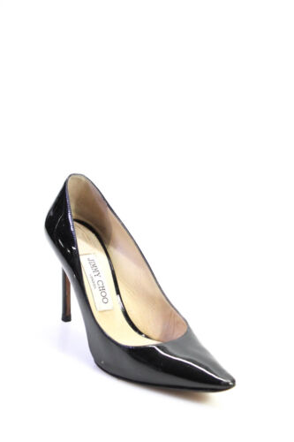 Jimmy Choo Womens Patent Leather Pointed Toe High Pumps Black Size 7.5US 37.5EU - Picture 1 of 5