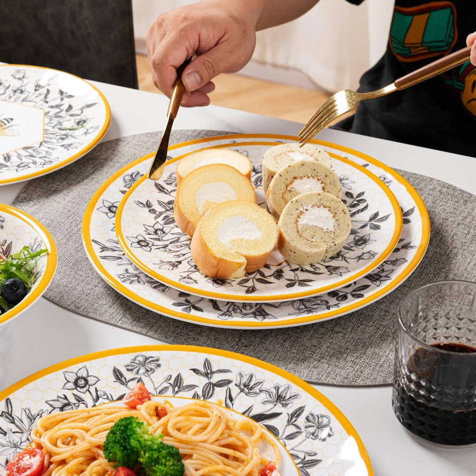 Honeycomb Bee Sweet 12-Piece Melamine Dinnerware Set,Melamine Dishes Set of 4... - Image 3 of 4