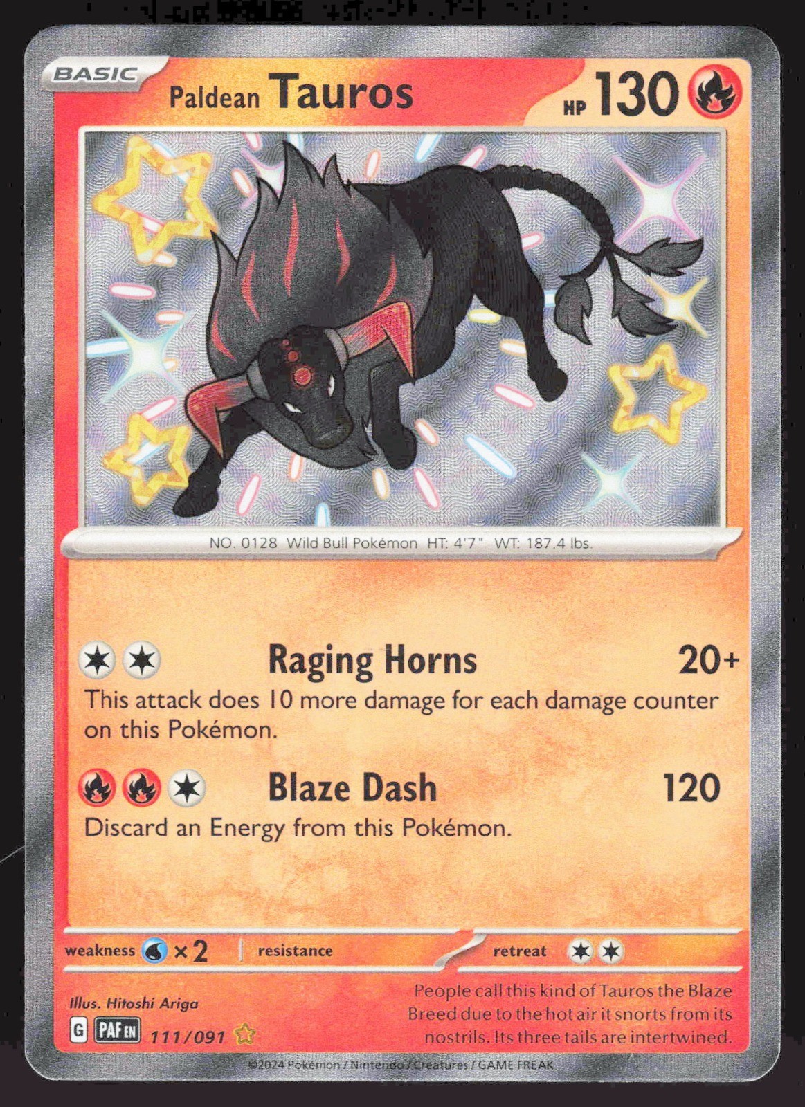 Paldean Tauros 111/091 SV: Paldean Fates NM