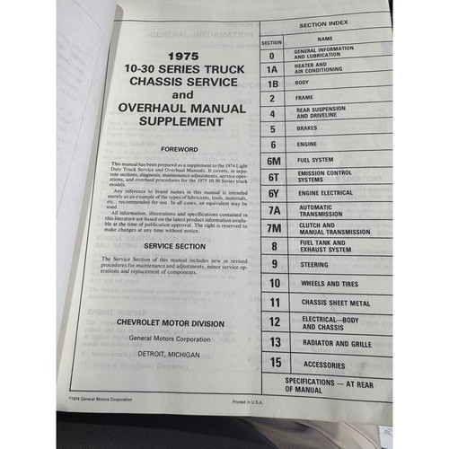 1975 Chevy Truck Parts book 1973-1976 Light Truck Parts Book GM