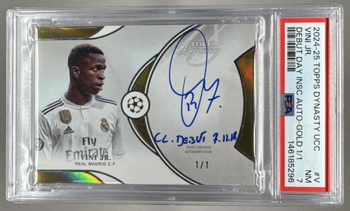 Vini Jr 2024 Topps Dynasty UEFA #DI-V Gold Debut Day Inscriptions Auto 1/1 PSA 7
