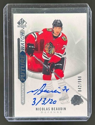 2020-21 AUTHENTIC NICOLAS BEAUDIN #173 FUTURE WATCH AUTO INSCRIBED 42/999 RC