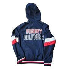 Tommy Hilfiger Spell Out On Back Jacket Hooded Youth Medium Mesh Lining