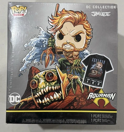 Funko POP! Tees AQUAMAN (Black & White) Jim Lee Collection Size L Large