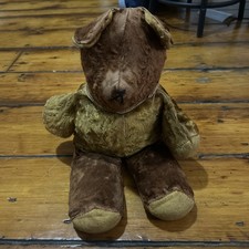 ANTIQUE 1900s Rare Mohair TEDDY BEAR Straw Filled 18 Two Tone