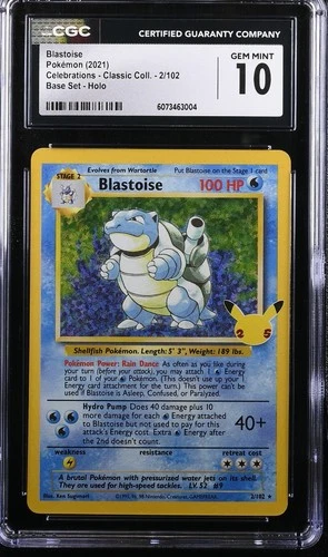 CGC 10 Blastoise 2/102 Pokémon Celebrations Classic . 2021 English