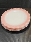Four Vintage 1950"s Hazel Atlas Crinoline Pink & White Ruffled Edge 9" Plates
