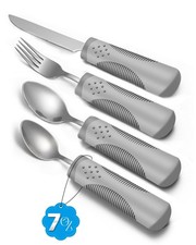 - Adaptive Utensils 4-Piece Set Weighted 7 Oz Each- Weighted Utensils for H...