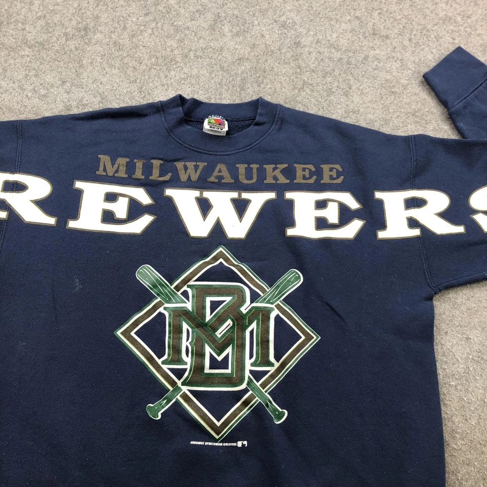 Vintage Milwaukee Brewers Sweater Mens Large Blue MLB Baseball Crewneck 90s - Image 4 of 4