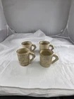 Set Of 4 Vintage Frankoma Pottery Mayan-Aztec Dessert Gold, Coffee Mugs