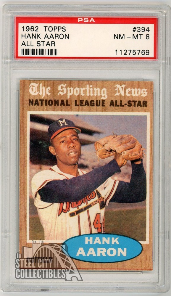 Hank Aaron 1962 Topps All Star Card #394 PSA 8 NM-MT