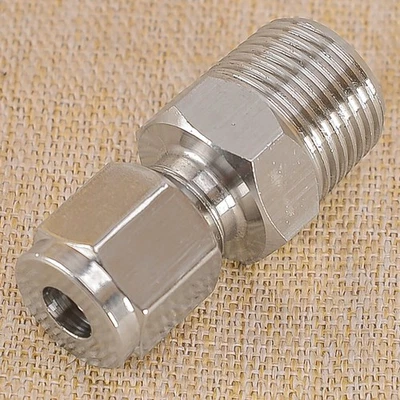 304 Stainless Steel Compression Tube Pipe Fitting Male Connector 1/8" NPT Good - Photo 1/4
