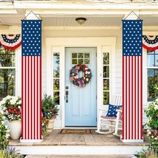 4th of July Decorations Outdoor - USA 250th Anniversary Porch Signs - 71" x 12"