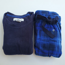 Perry Ellis Portfolio Men  s Pajama Set Micro Fleece Crew  Pants Blue Size M