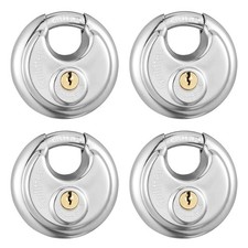 Guliffen Keyed Alike Discus Padlocks,Stainless Steel Disc 2-3/4 in., Silver