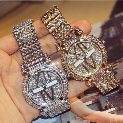 Luxury Diamond Women Watches Fashion Brand Stainless Steel Bracelet Wrist Watch 