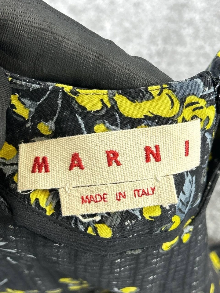 Marni Dress Womens It 42 Us 6 Black Yellow Floral Wool Blend - Image 3 of 4
