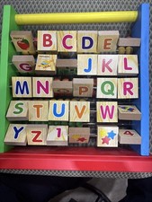Wooden Number Abacus And Alphabet Colorful ABC Blocks Educational Learning Toy