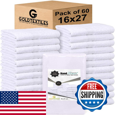 Gold Textiles White 16X27 Inch Cotton Blend Economy Hand Towels Salon/Gym/Hotel