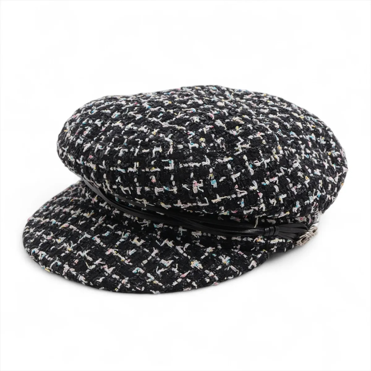 Chanel Coco Mark Newsboy Cap M Cotton x polyamide Black Tweed