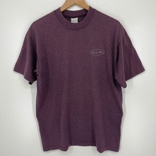 Vintage Anchor Blue Mens Large Purple Micro Striped T-Shirt Made in USA 90s
