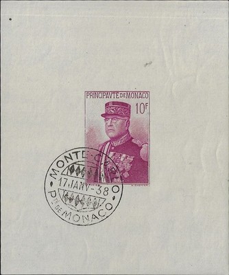 1938 Monaco sheet National Day Louis II cat BF1 cancelled