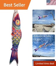 Mesmerizing 3ft Rainbow Koi Windsock - Perfect for Children's Day
