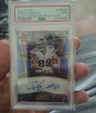 2022 Jeremy Shockey Select Signature Prizm-Blue Auto /99 New York Giants PSA 9