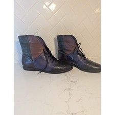 Nicole Women Color Vintage Block Leather Ankle Boots Academia Poetcore Gothic