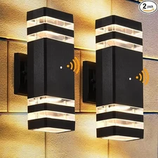 2X Exterior LED Wall Light Sconce Outdoor Lights Porch Up Down Fixtures w/Sensor
