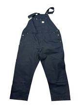 Carhartt R01 Duck Bib Overalls Men 48x30 Black Double Front Loose Fit Workwear