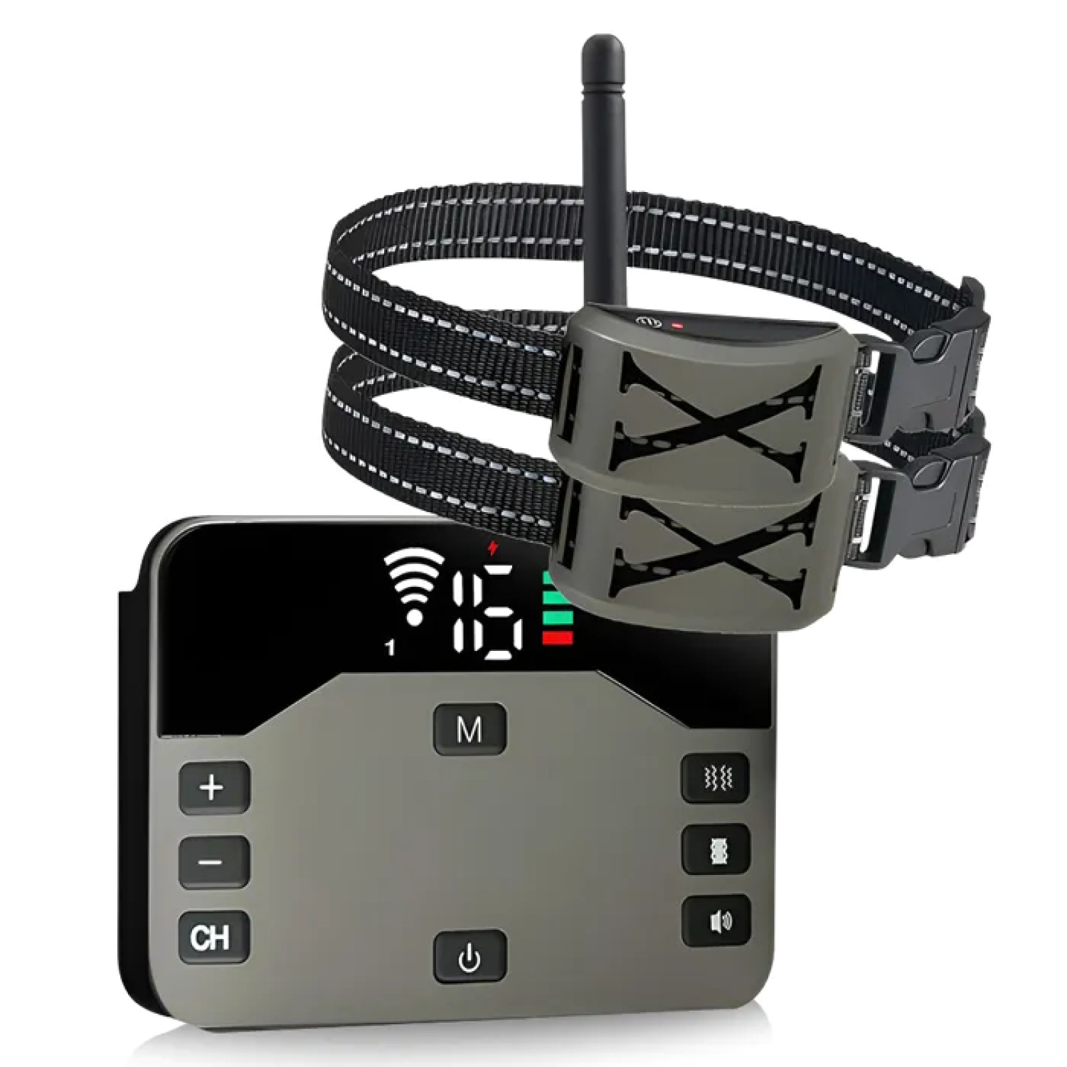 Collier anti-fugue chien sans fil électrique avec émetteur étanche IPX65 noir