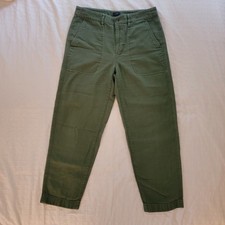 J Crew Cotton Camp Pants Green Utility Cargo Size 6 Womens