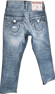TRUE RELIGION Rainbow Ricky Jeans Men's 30x31 Flap Pocket Straight Blue Denim