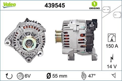 Lichtmaschine Generator Lima VALEO ORIGINS - NEW O.E. TECHNOLOGIE 439545 für BMW