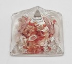 Vintage Art Glass Paperweight Orange Red In Clear Glass Pyramid 2" — photo 2