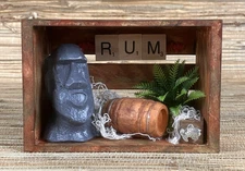 Tiki Crate Art Moai Art Plant Fish Rum Sign Rum Barrel Tiki Decor by Julie Brown