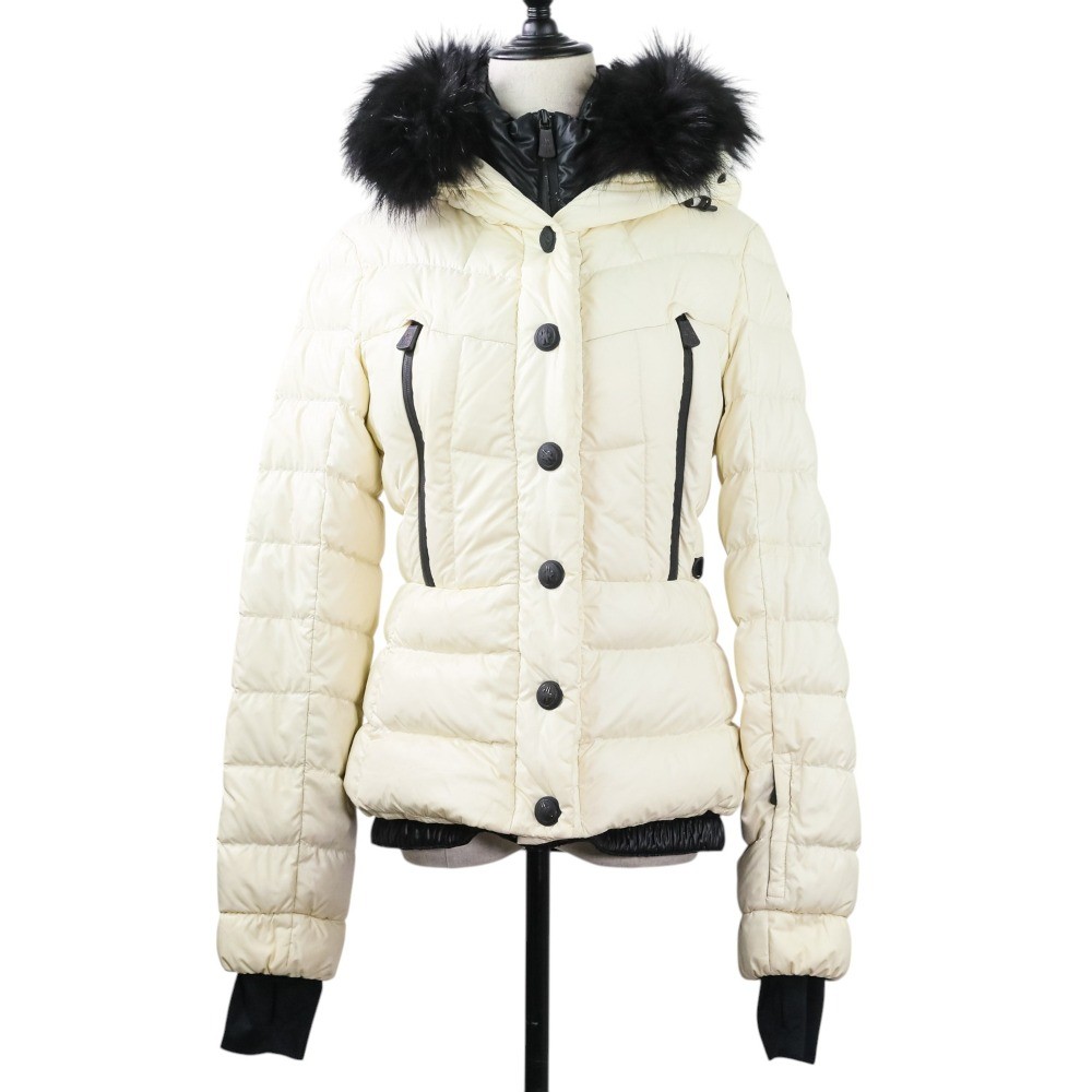 Moncler Bever White Hooded Fur-Trimmed Down Jacket for Women Luxury Winter Coat