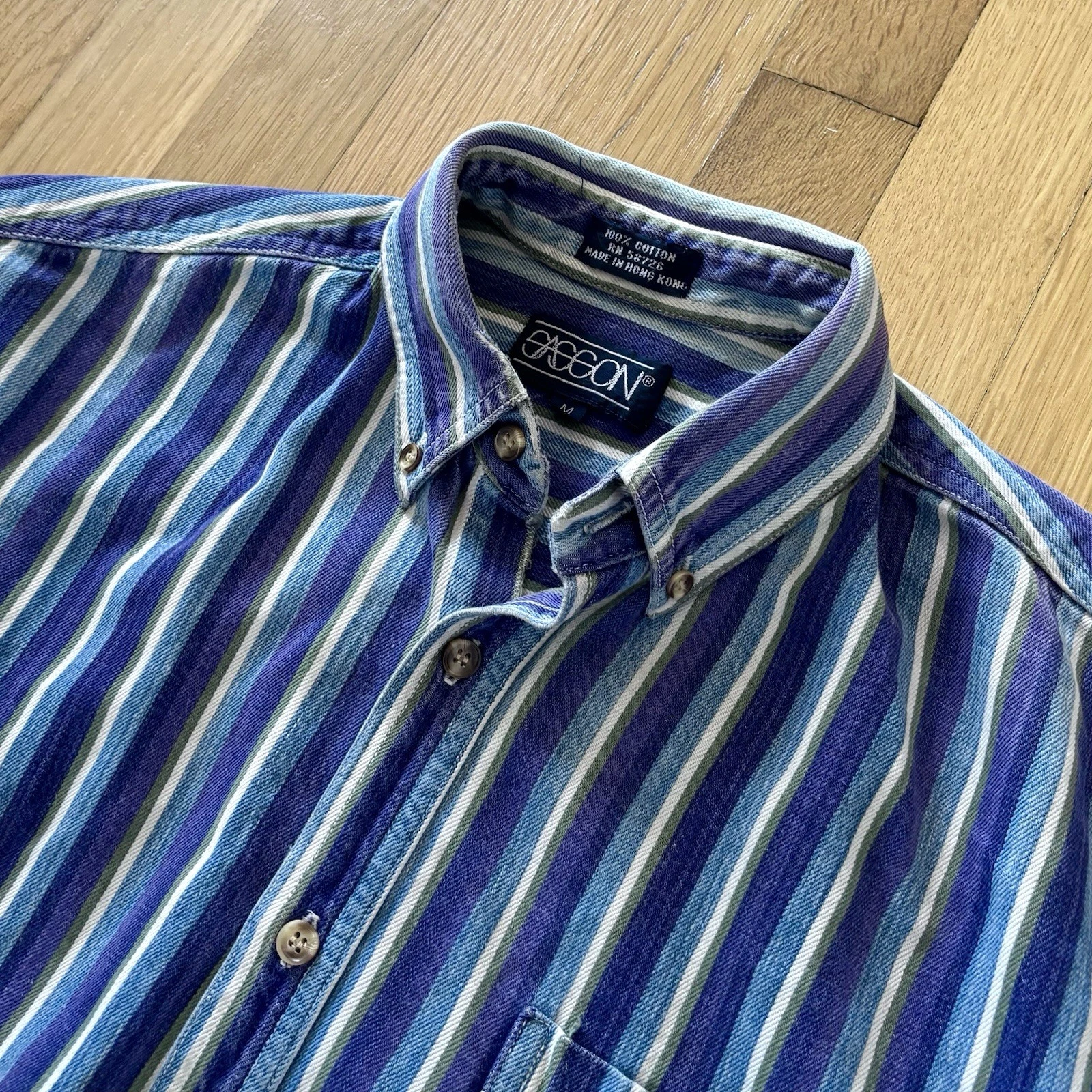 Vintage Sasson Western Denim Shirt Medium Striped Button Down 90s