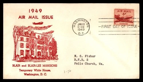 Mayfairstamps US FDC 1949 Washington DC 6 cents air mail First Day Cover cca_174