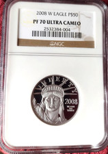 2008-W $50 PLATINUM STATUE LIBERTY 1/2 Oz. NGC PF70 PROOF PR70 SCARCE !! 3400.00 per troy oz