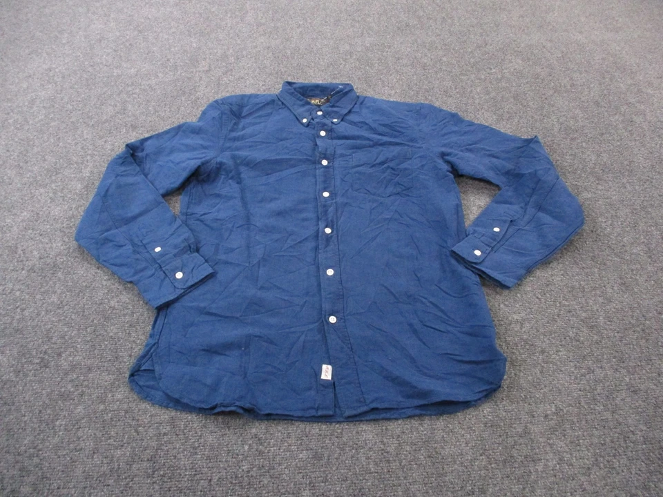 Double RL Shirt Mens M Blue RRL Indigo Chambray Shirt Workshirt Button Up - Image 2 of 4