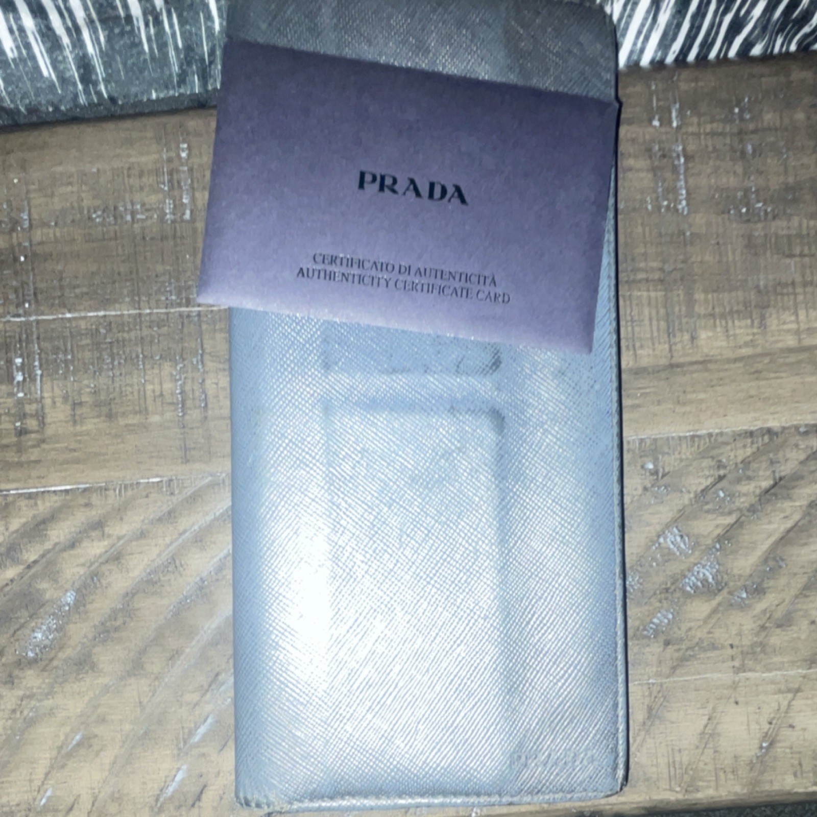 PRADA Gray Solid Pattern Folding Wallet Women's C… - image 6