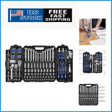Complete 240-Piece Tool Kit with Quick Release Ratchets & Plastic Storage Case
