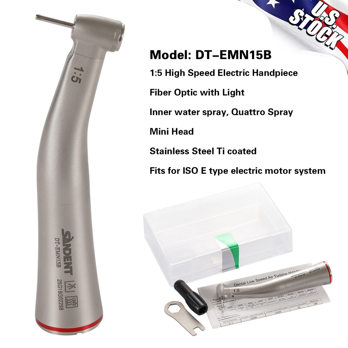 Yabangbang Dental Electric Handpiece 1:5 Contra Angle Fiber Optic