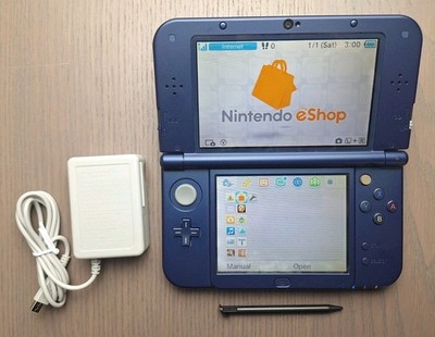 New Nintendo 3DS XL Metallic Blue Charger + 32GB SD Card | REGION