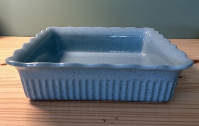 Paula Deen 9'' x 9'' Square Speckled Robins Egg 3 Quart Casserole Dish Wavy Edge