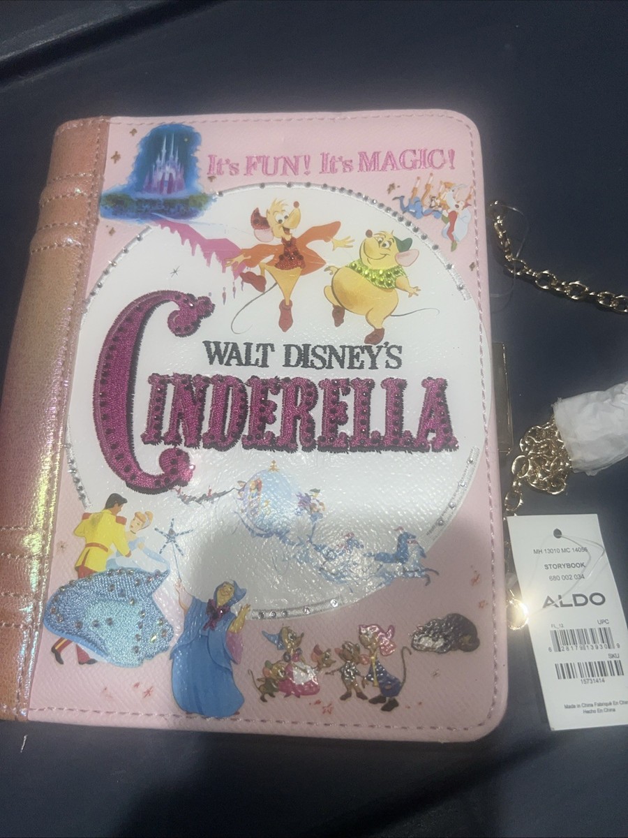 disney x aldo cinderella price NWT Authentic Disney X ALDO Cinderella Story Book Clutch Pouch Crossbody